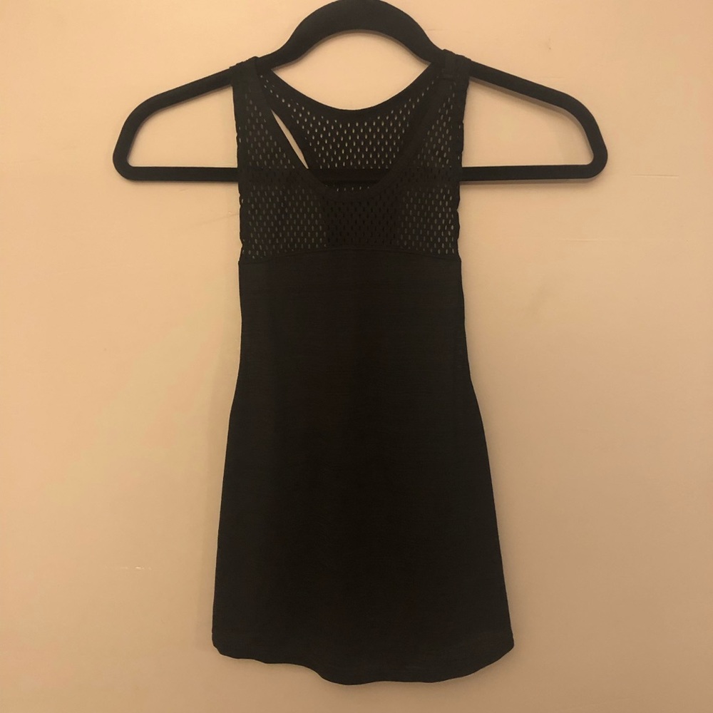 Black Zella Mesh Workout Tank with low sides